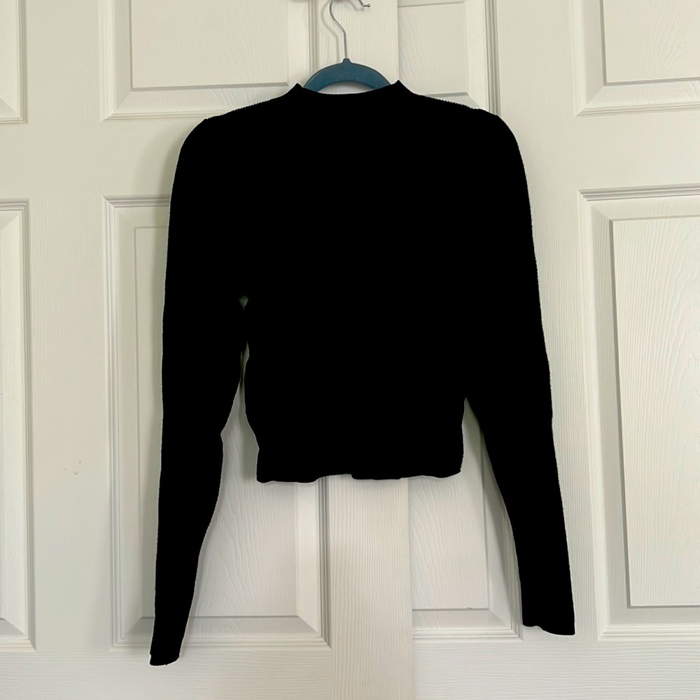 &other stories black sweater with puffed shoulders